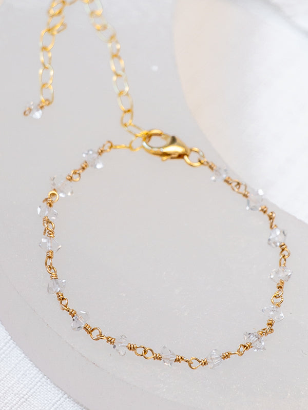 Vannucci Herkimer Diamond Bracelet | Gold Filled