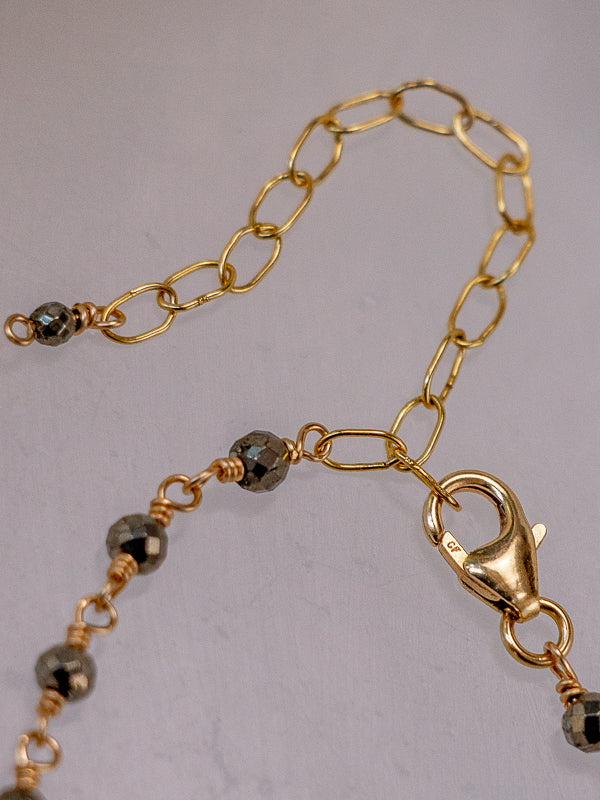 Vannucci Wire Wrapped Pyrite Beaded Bracelet | Gold Filled & Sterling Silver