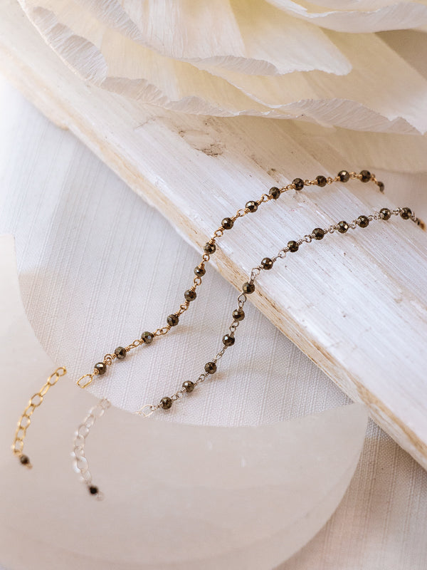 Vannucci Wire Wrapped Pyrite Beaded Bracelet | Gold Filled & Sterling Silver