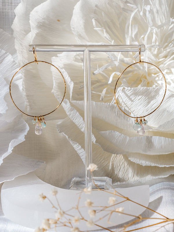 Vannucci Gold Multi Stone Hoop Earrings