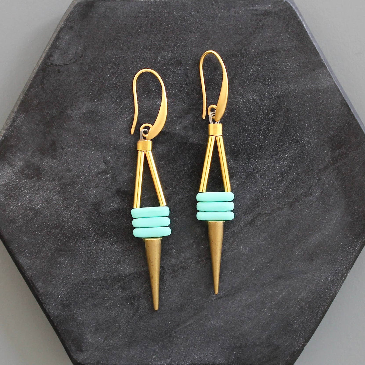 David Aubrey Matte Turquoise Spike Earrings