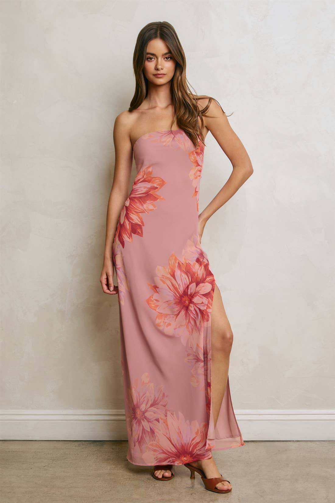 Dress Forum Floral Strapless Tie Back Maxi Dress