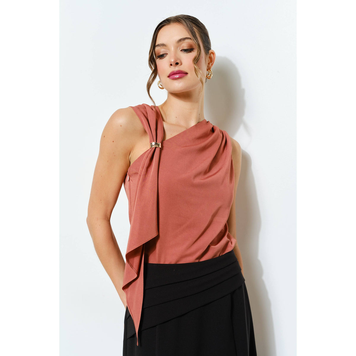 INA Asymmetric Drape Top
