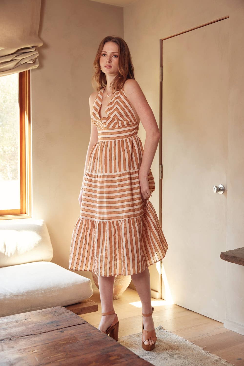 Fore Collection Tiered Midi Dress