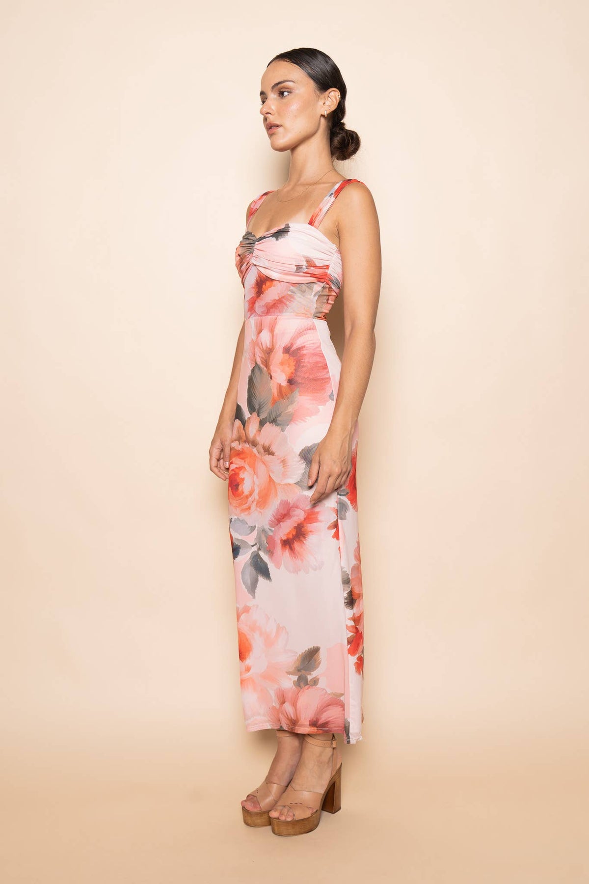 Fore Collection Floral Ruched Maxi