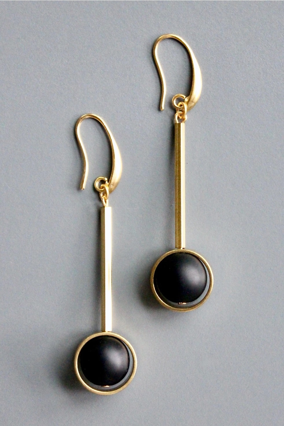 David Aubrey Jet Glass Drop Earrings