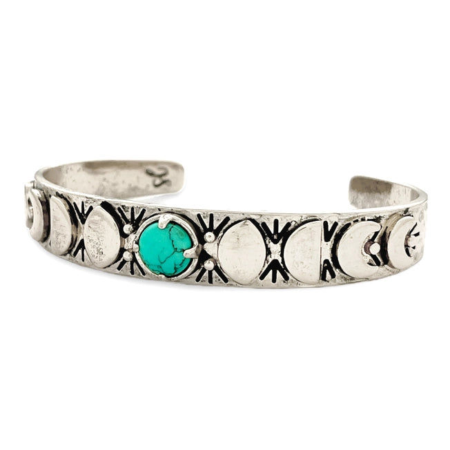 Hiouchi Moon Phases Cuff Bracelet | Turquoise | Gold + Silver