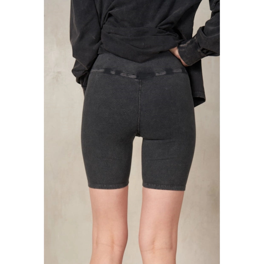 Maronie Rib Knit Biker Shorts | Charcoal