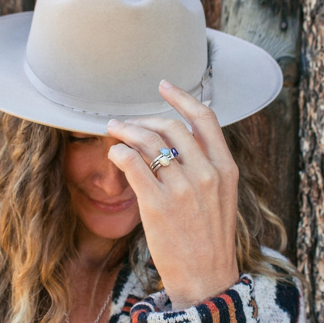 Hiouchi Sterling Silver Stone Stacker Ring | Opal