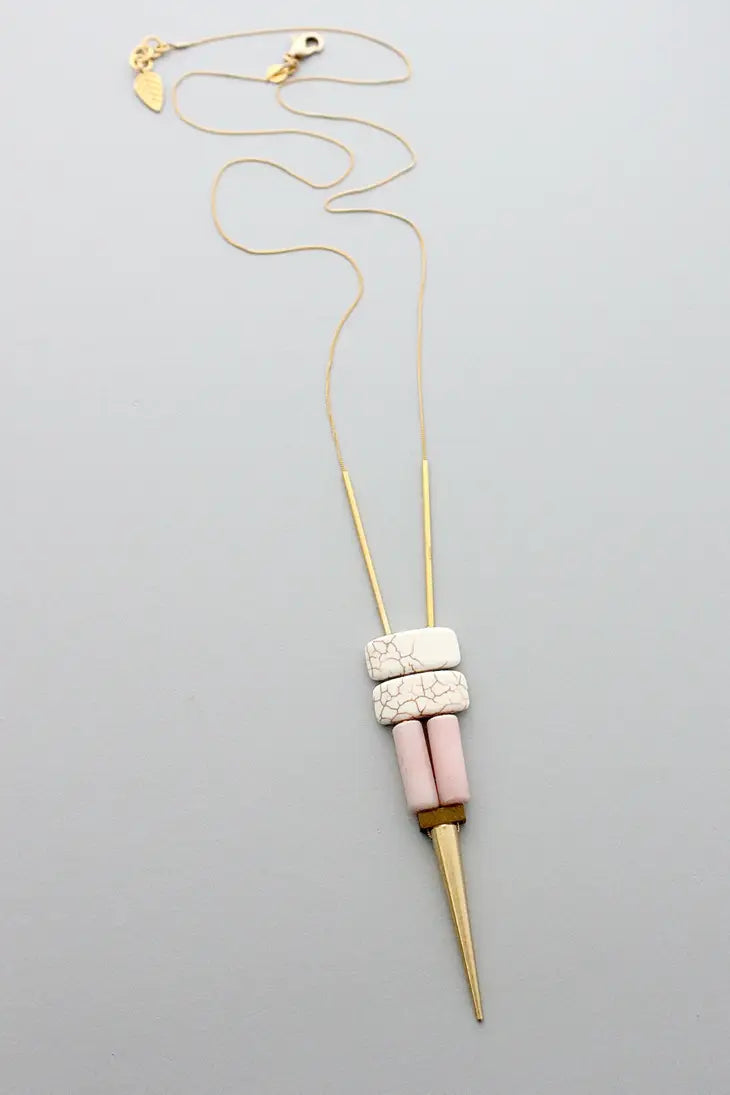 David Aubrey Magnesite + Agate Spike Necklace