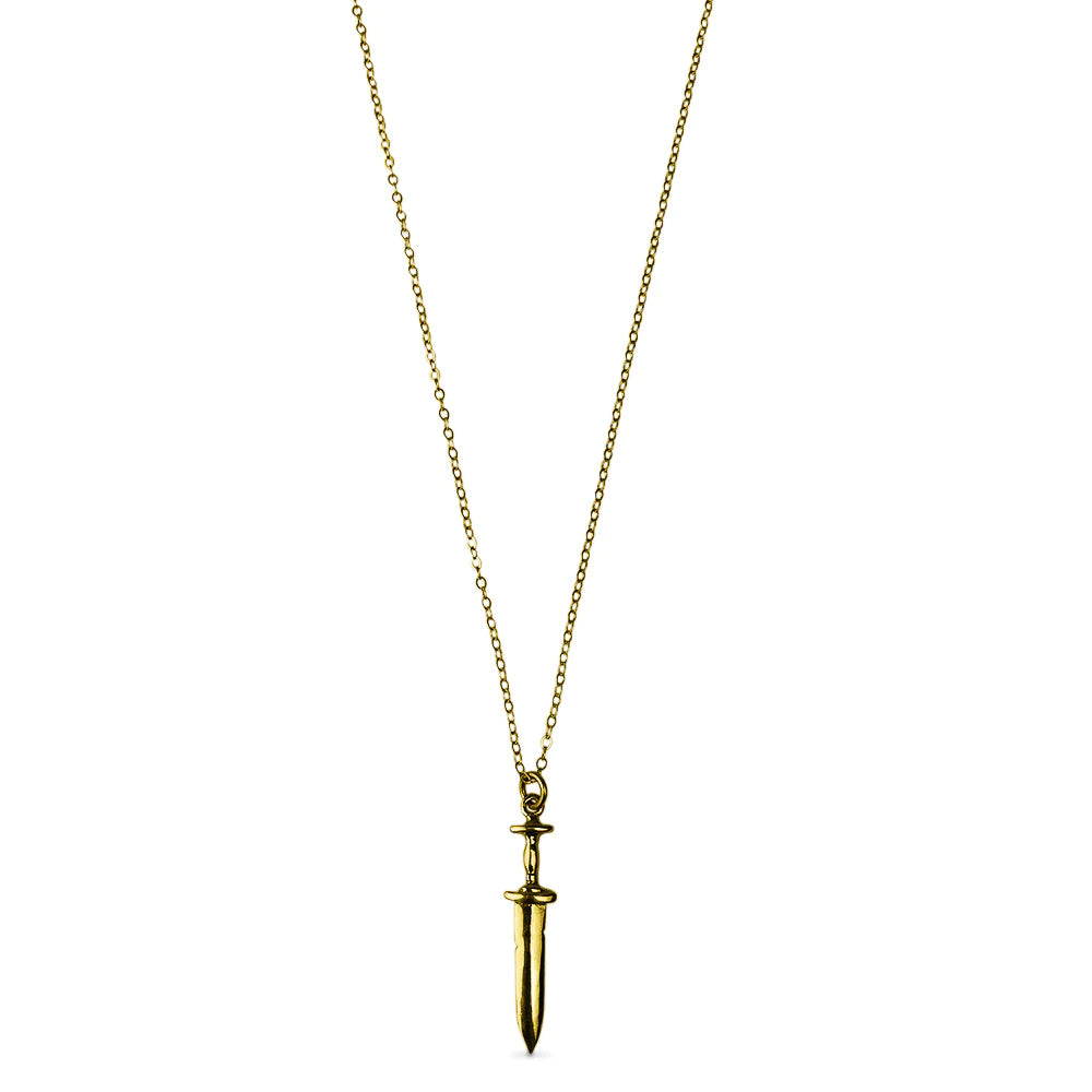 Hellhound Jewelry Dagger Charm Necklace Gold