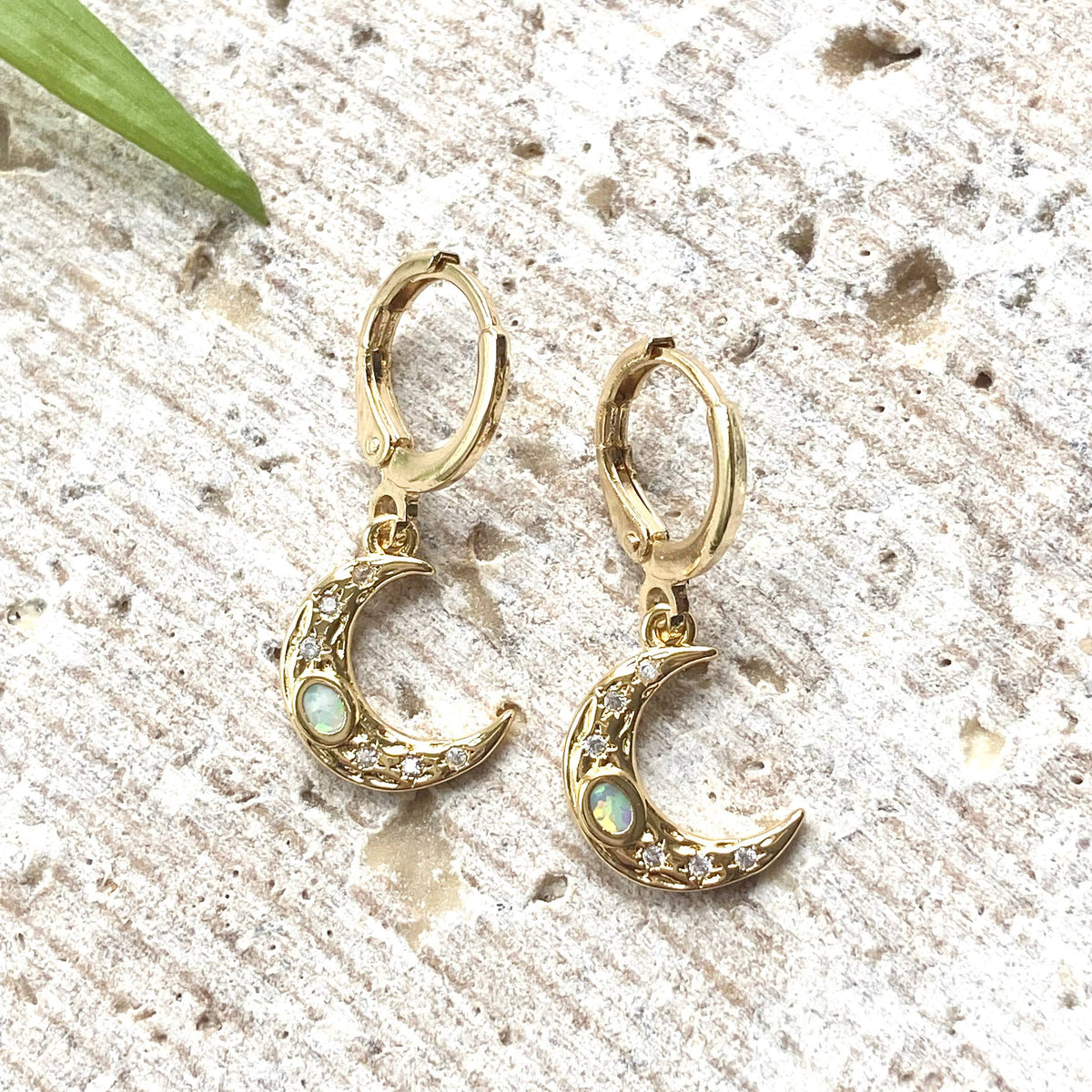 VB&CO Opal Moon Earrings