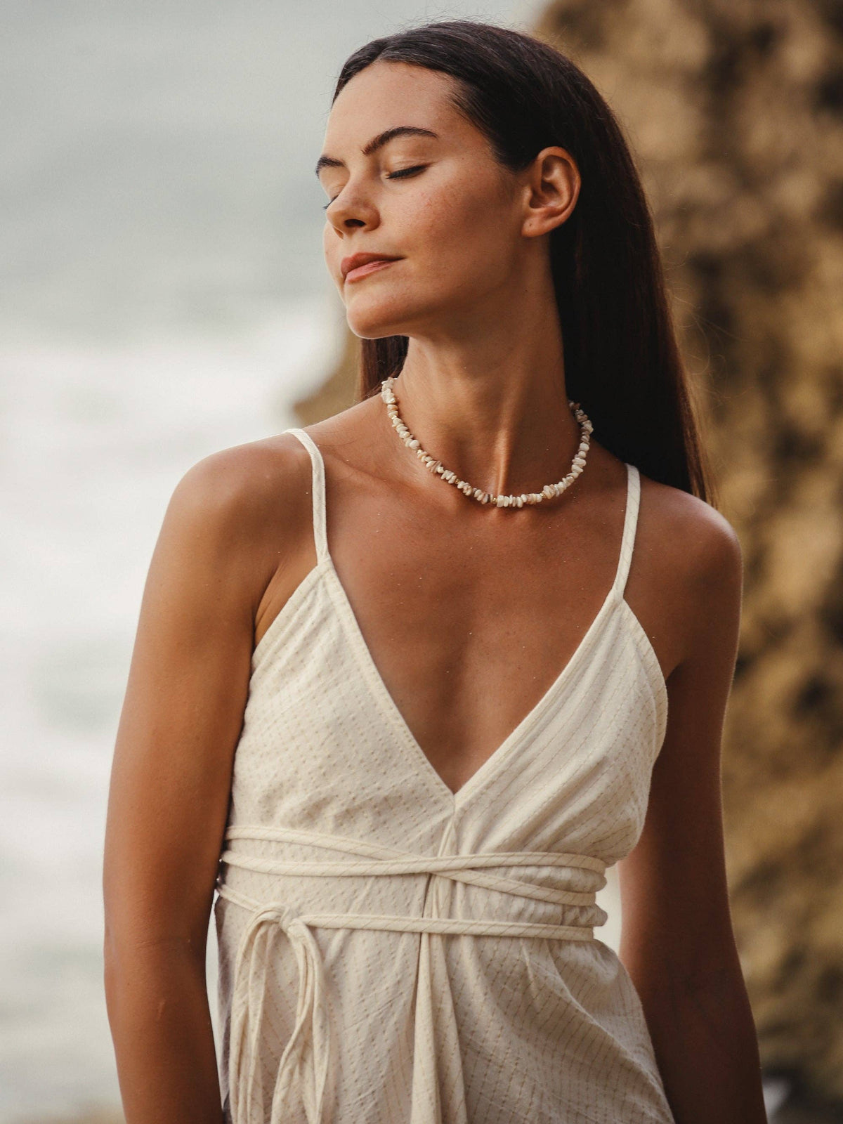 The Handloom Sage Maxi Dress - Gold Stripes