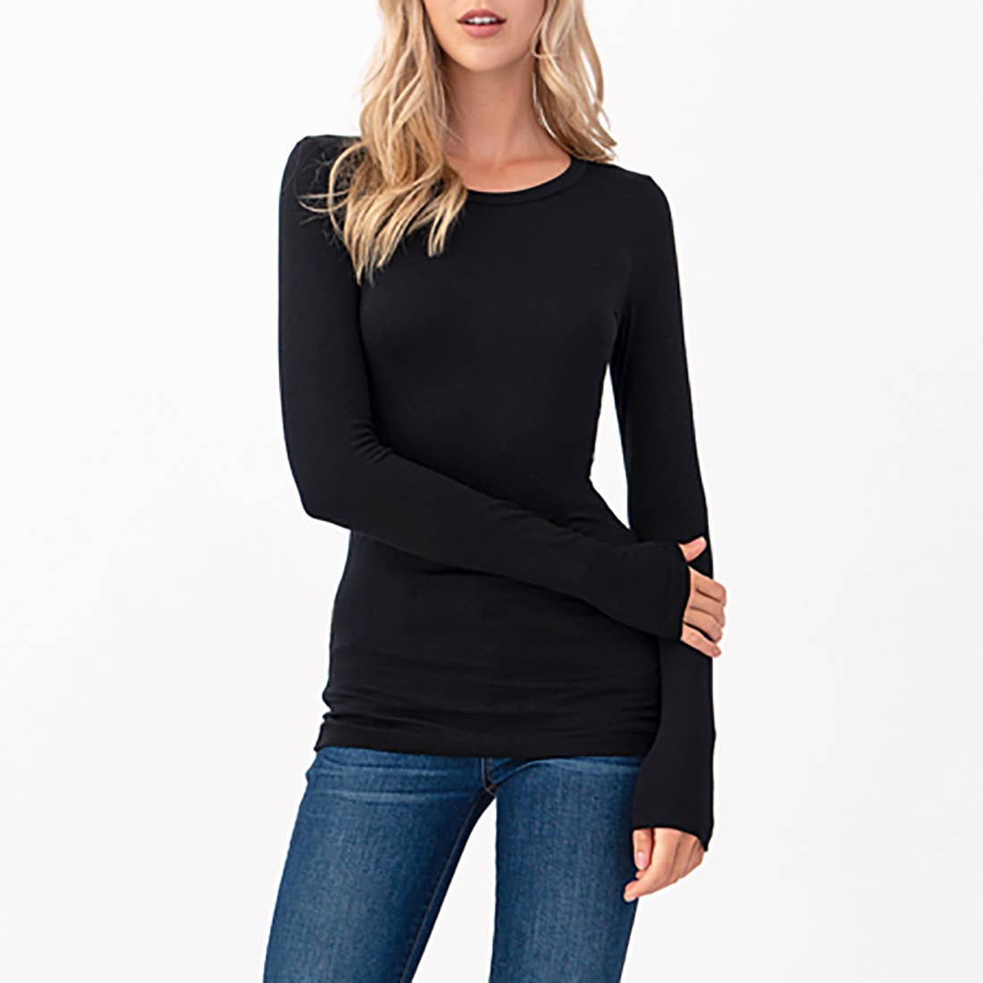 Heimous Modal Long Sleeve Top | Black