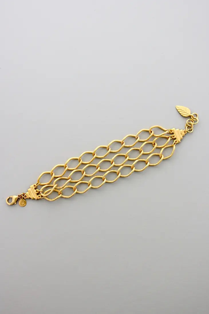 David Aubrey Triple Large Link Gold Bracelet