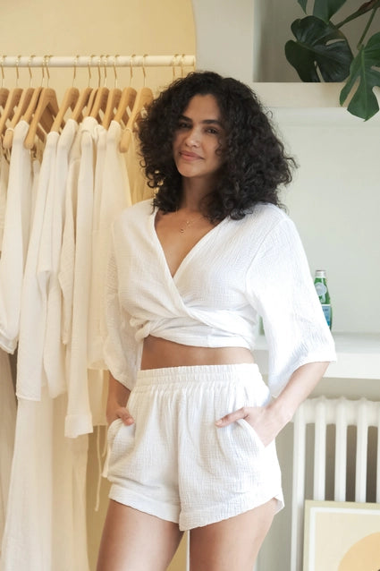 The Handloom Bali Wrap Top White