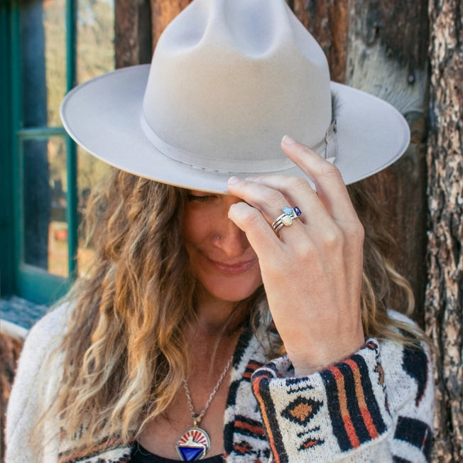 Hiouchi Sterling Silver Stone Stacker Ring | Labradorite