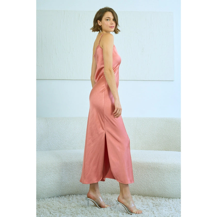 Maronie Satin Slip Dress | Rose