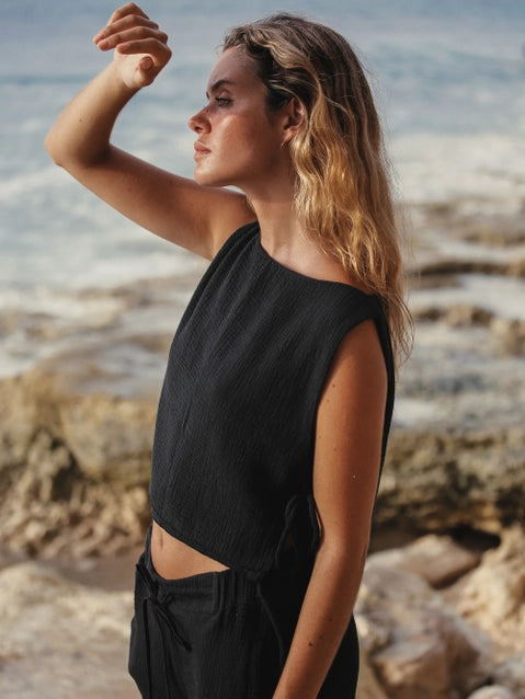 The Handloom Mia Tie Top Black