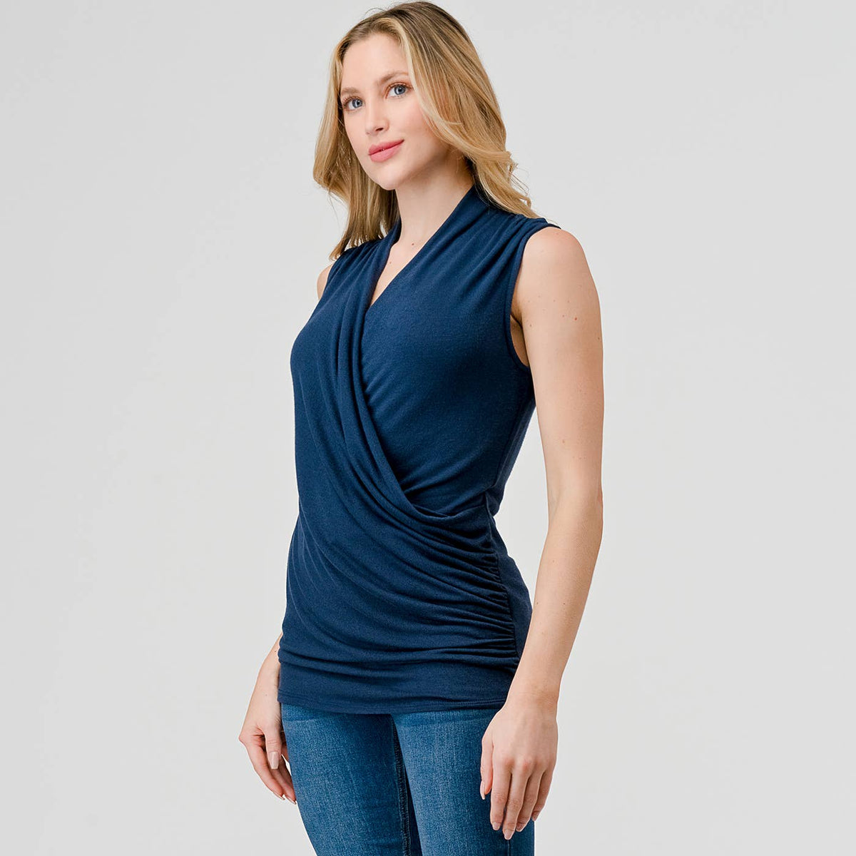 Heimious Sleeveless Surplice Top