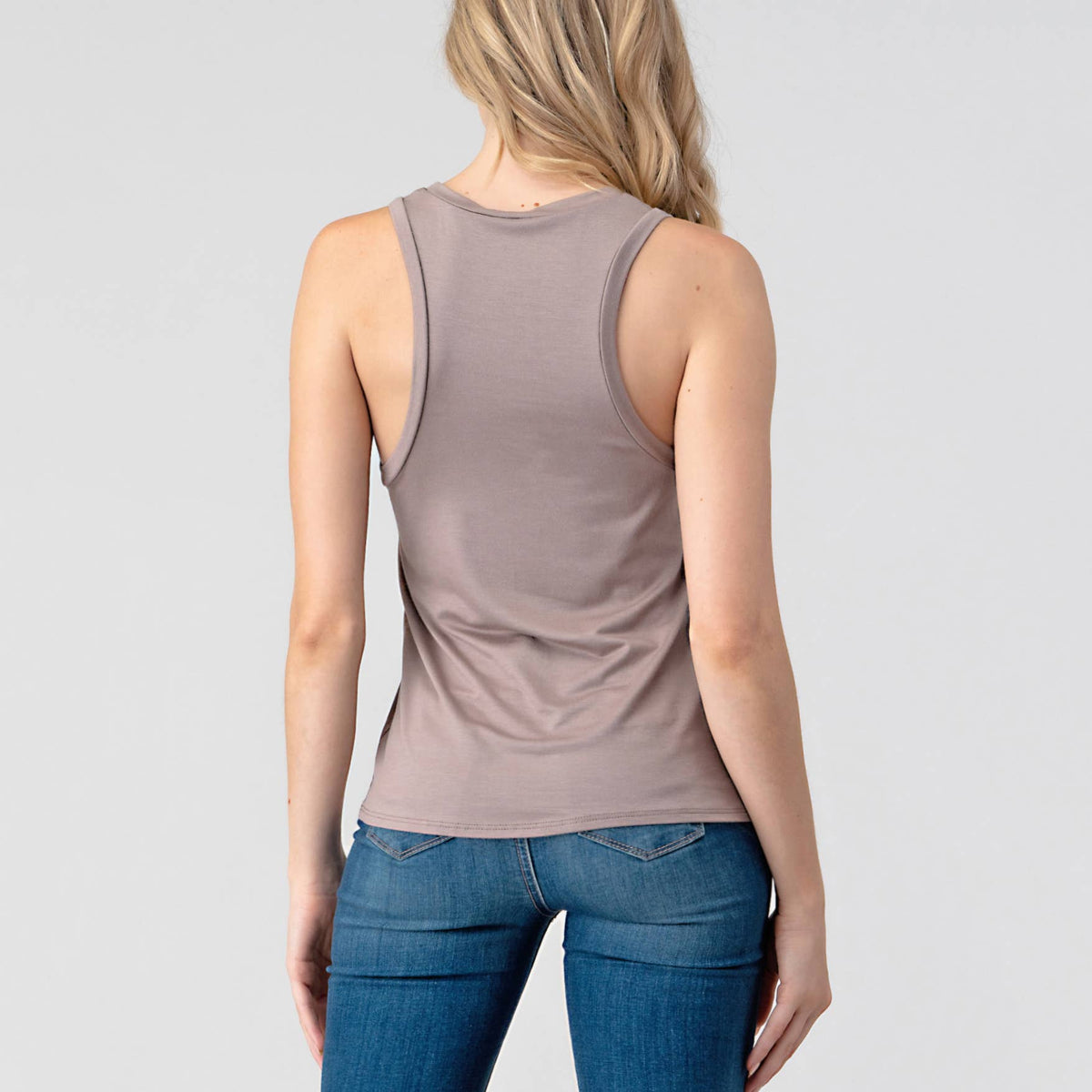 Heimious Scoop Neck Modal Jersey Tank- Taupe