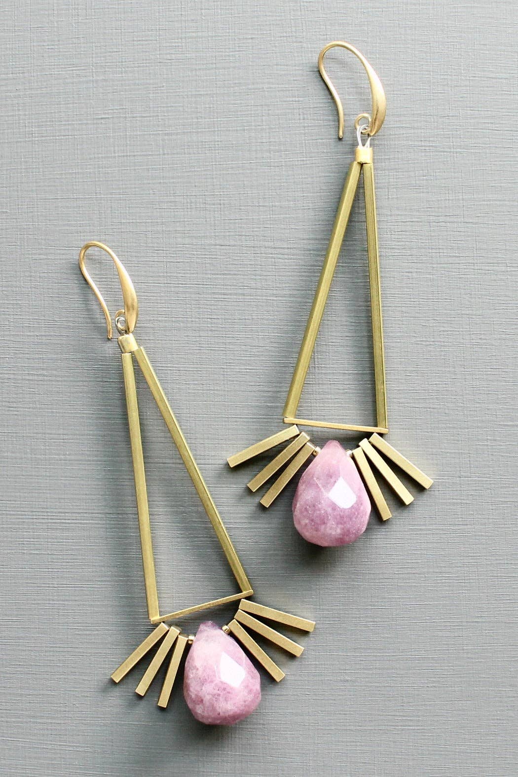 David Aubrey  Purple geometric earrings