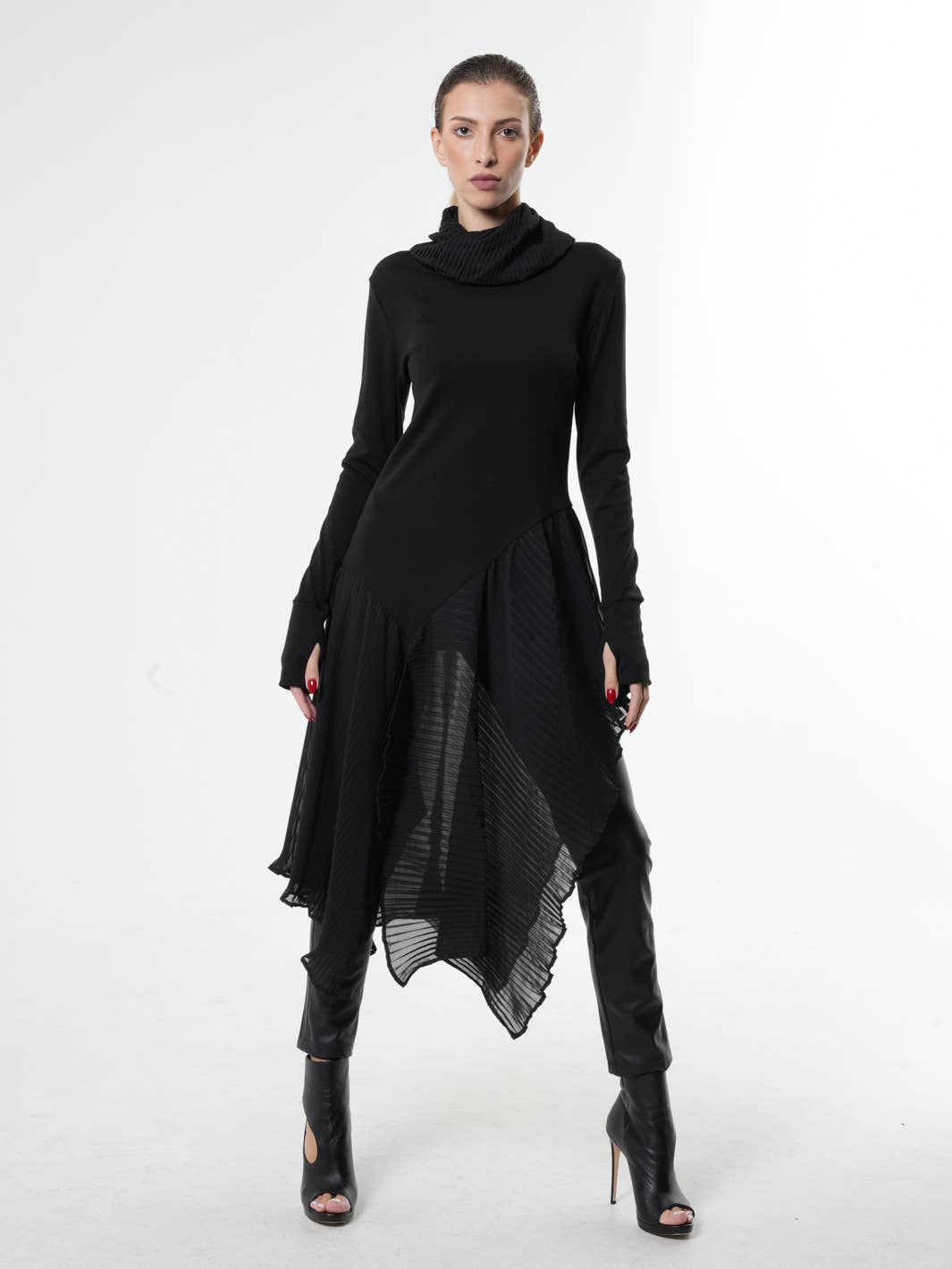 Metamorphoza Pleated Chiffon Dress