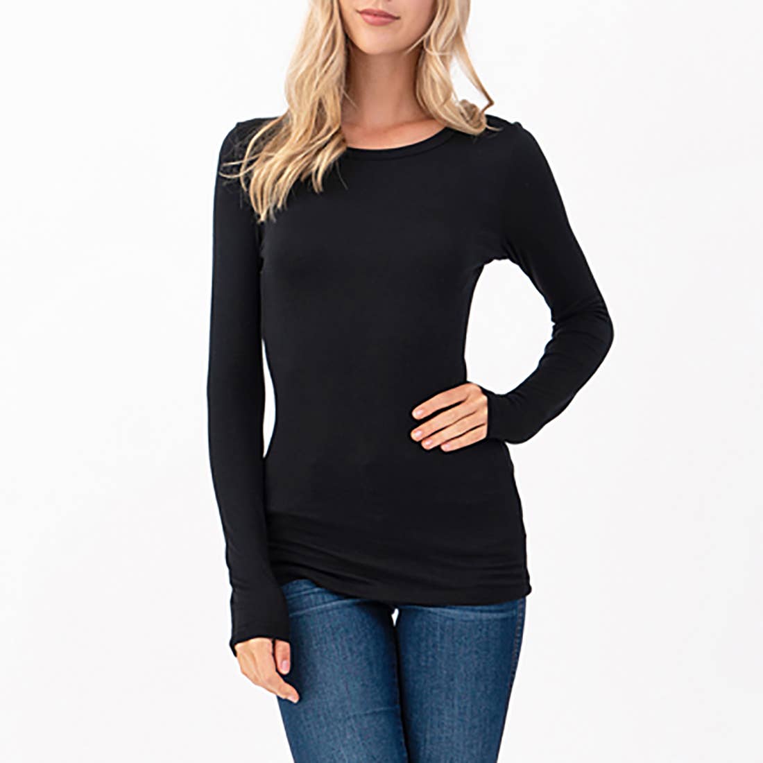 Heimous Modal Long Sleeve Top | Black