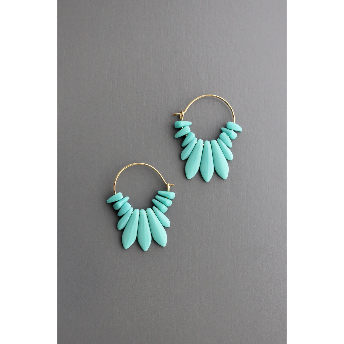 David Aubrey Turquoise Small Glass Hoops