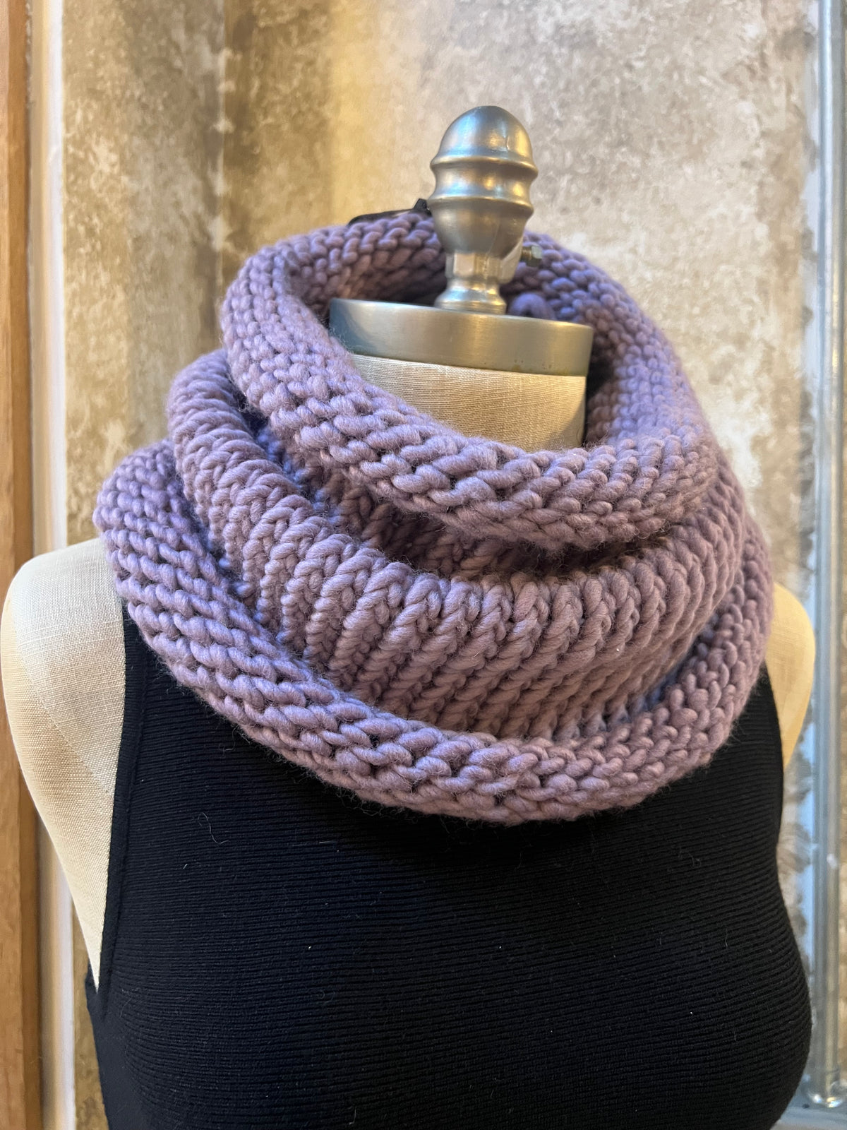 Bianca Rachele Hand Knit Cowl Scarf- Lavender
