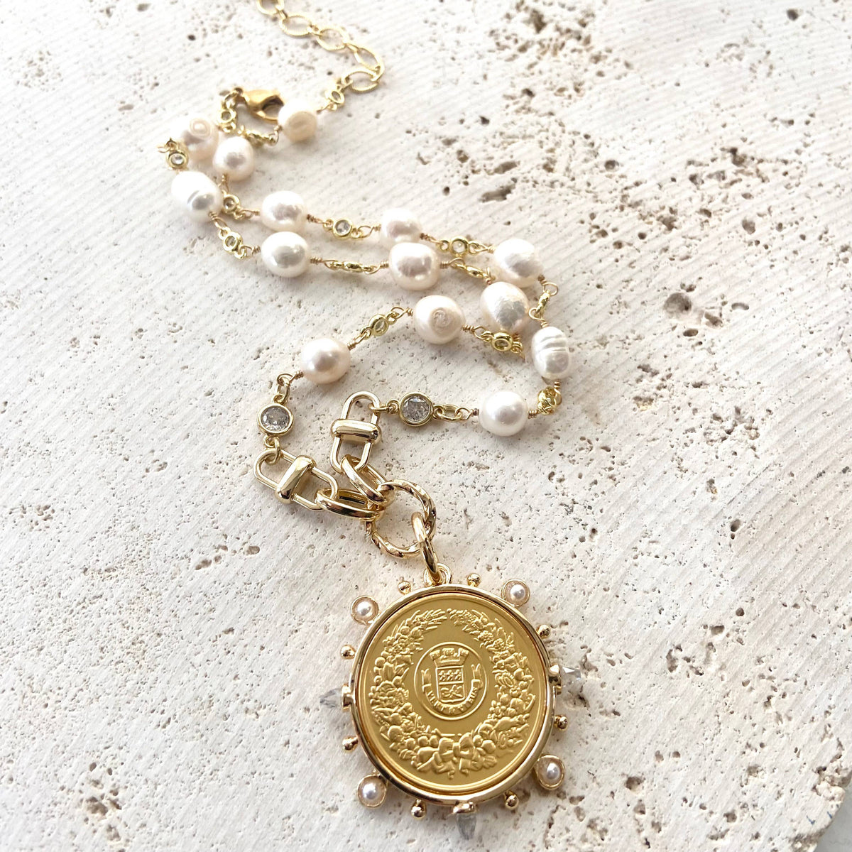 VB&CO Pearl and Coin Necklace