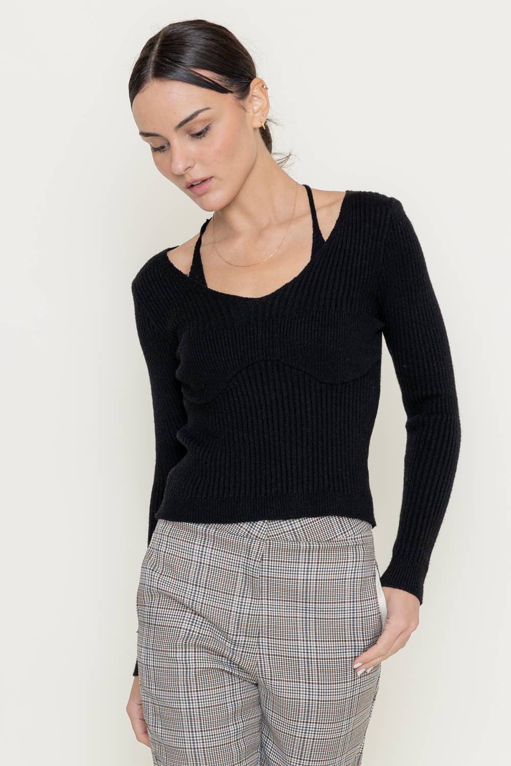 Fore Collection Long Sleeve Halter Top