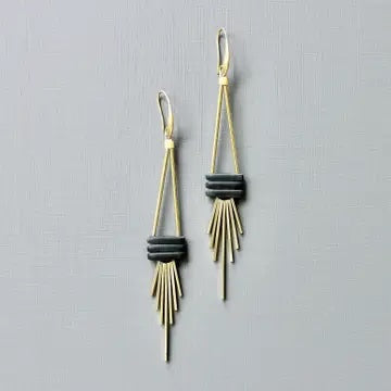 David Aubrey Matte Black Fanned Earrings