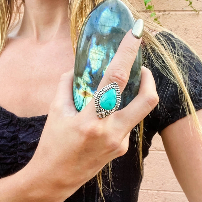 Hiouchi Moonlight Ring | Turquoise | Silver & Gold