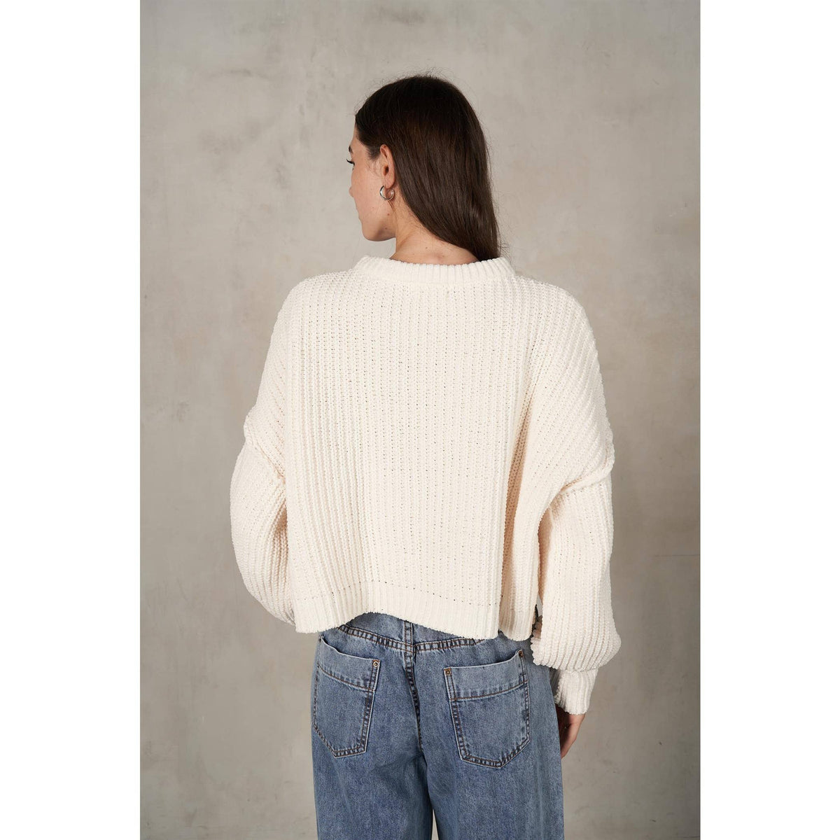 Maronie Drop Shoulder LS Crewneck Knit Sweater