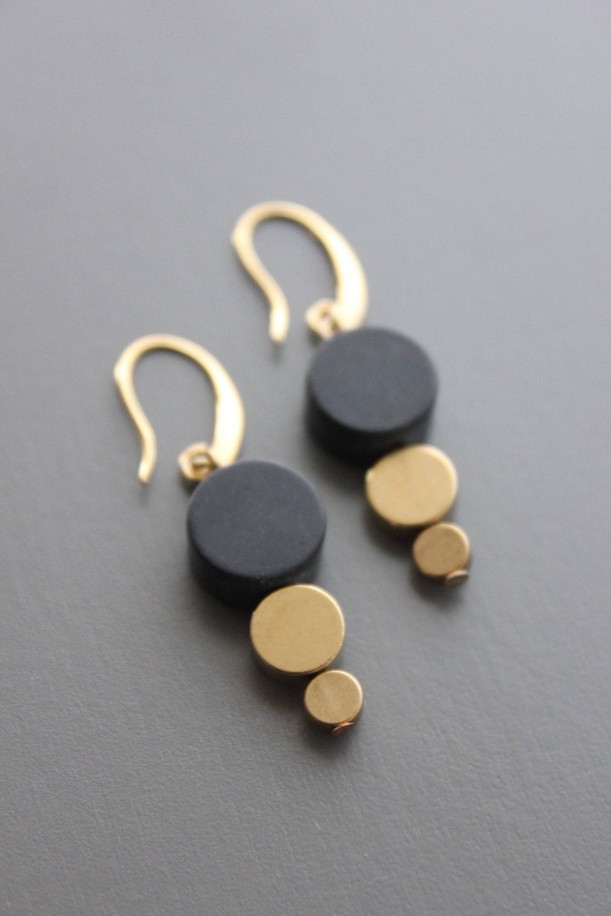 David Aubrey Ombre Black Agate Earrings