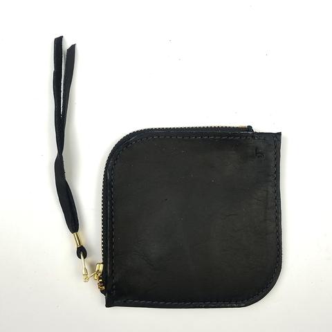 Directive Square Zippered Leather Coin Pouch  | Matte Black