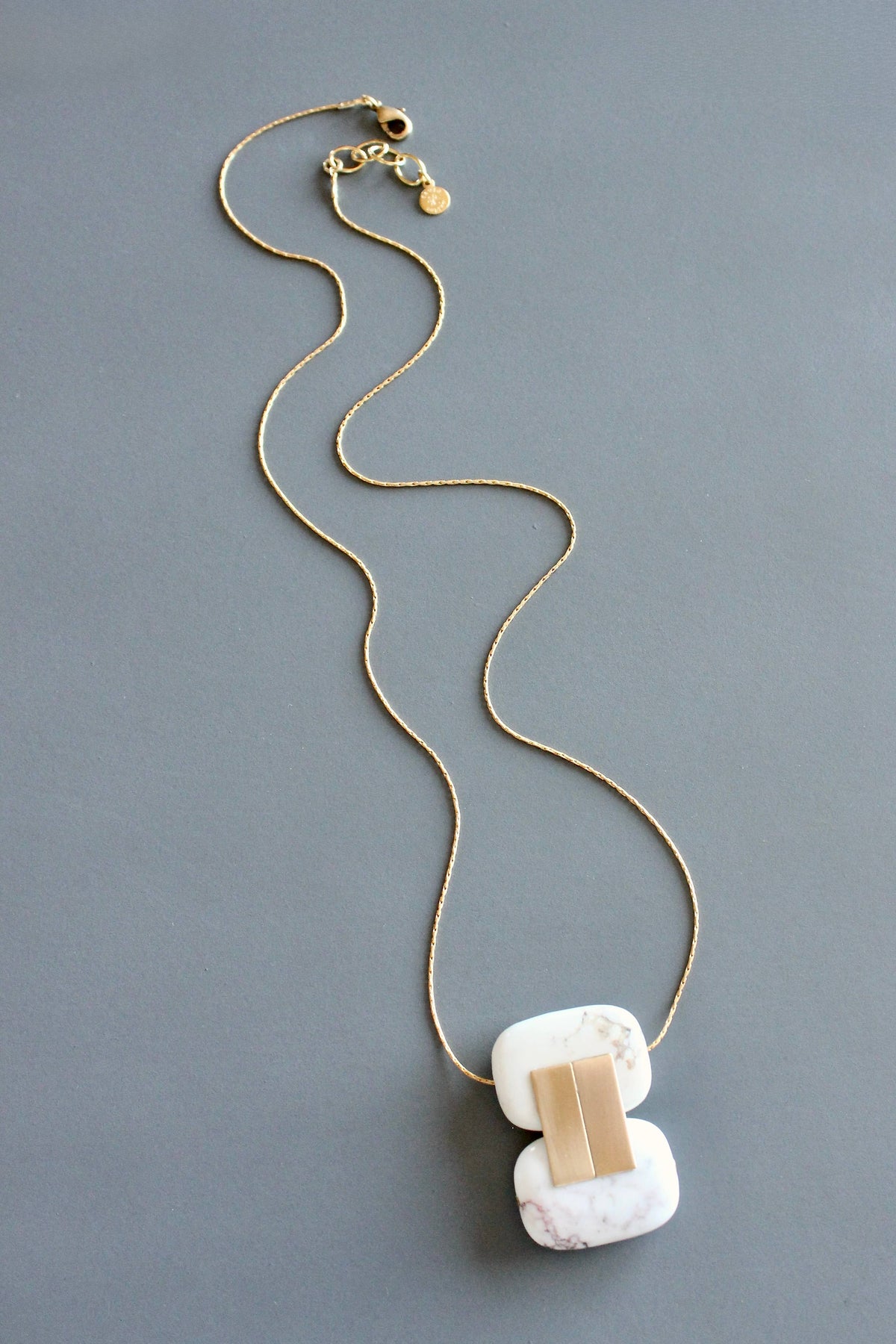 David Aubrey  White turquoise geometric pendant