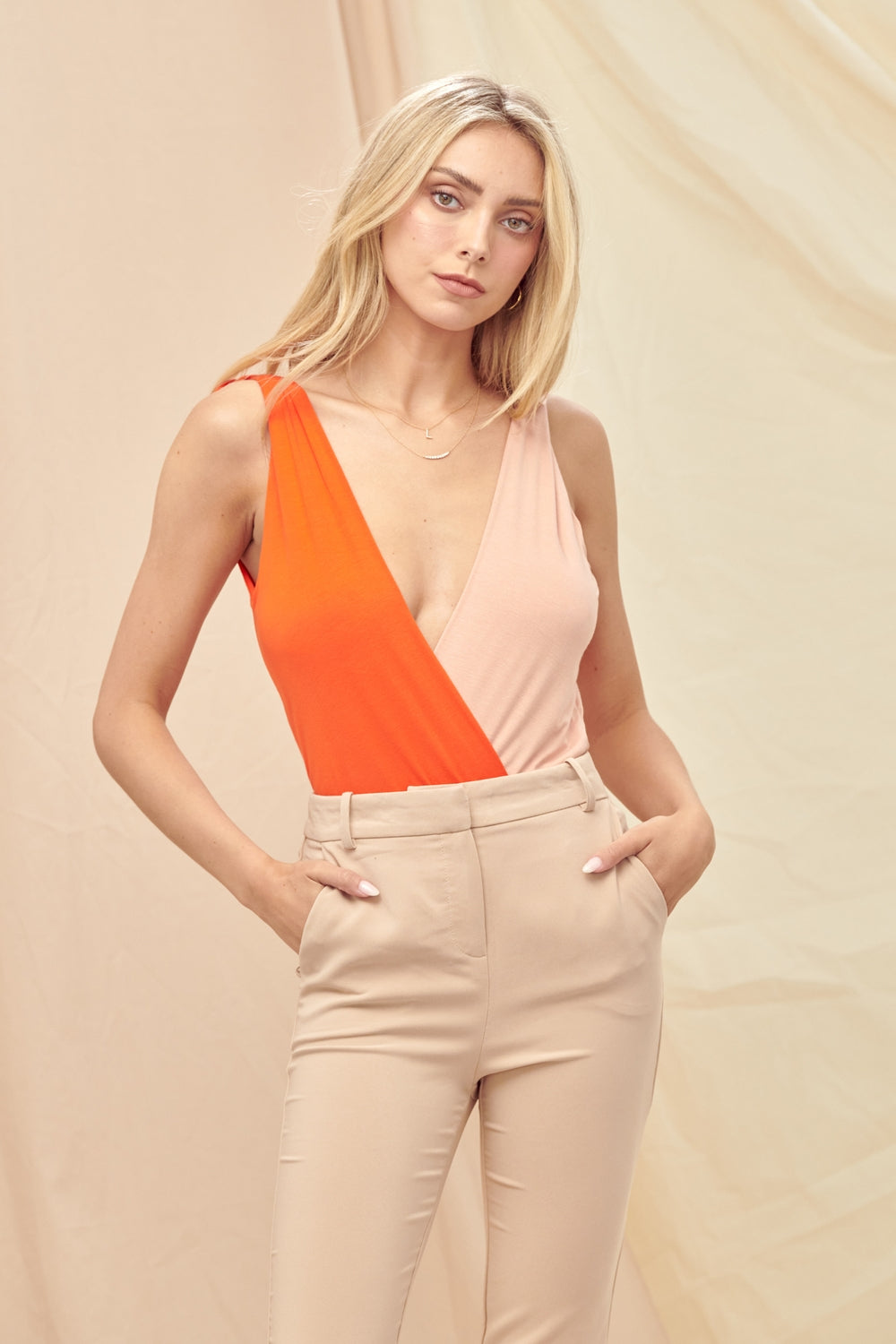 Fore Color Blocked Bodysuit