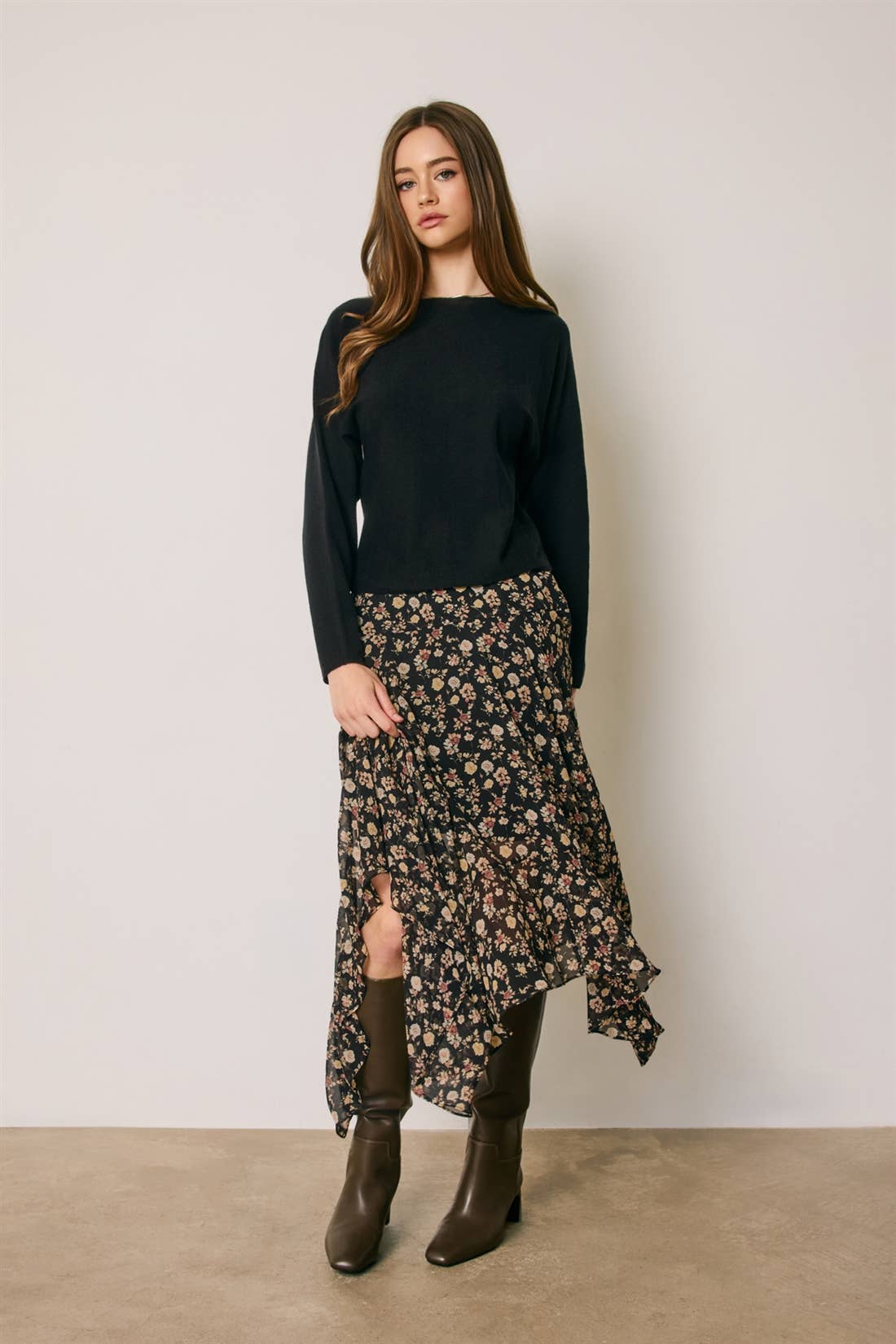 Dress Forum Floral Ruffled Handkerchief Skirt