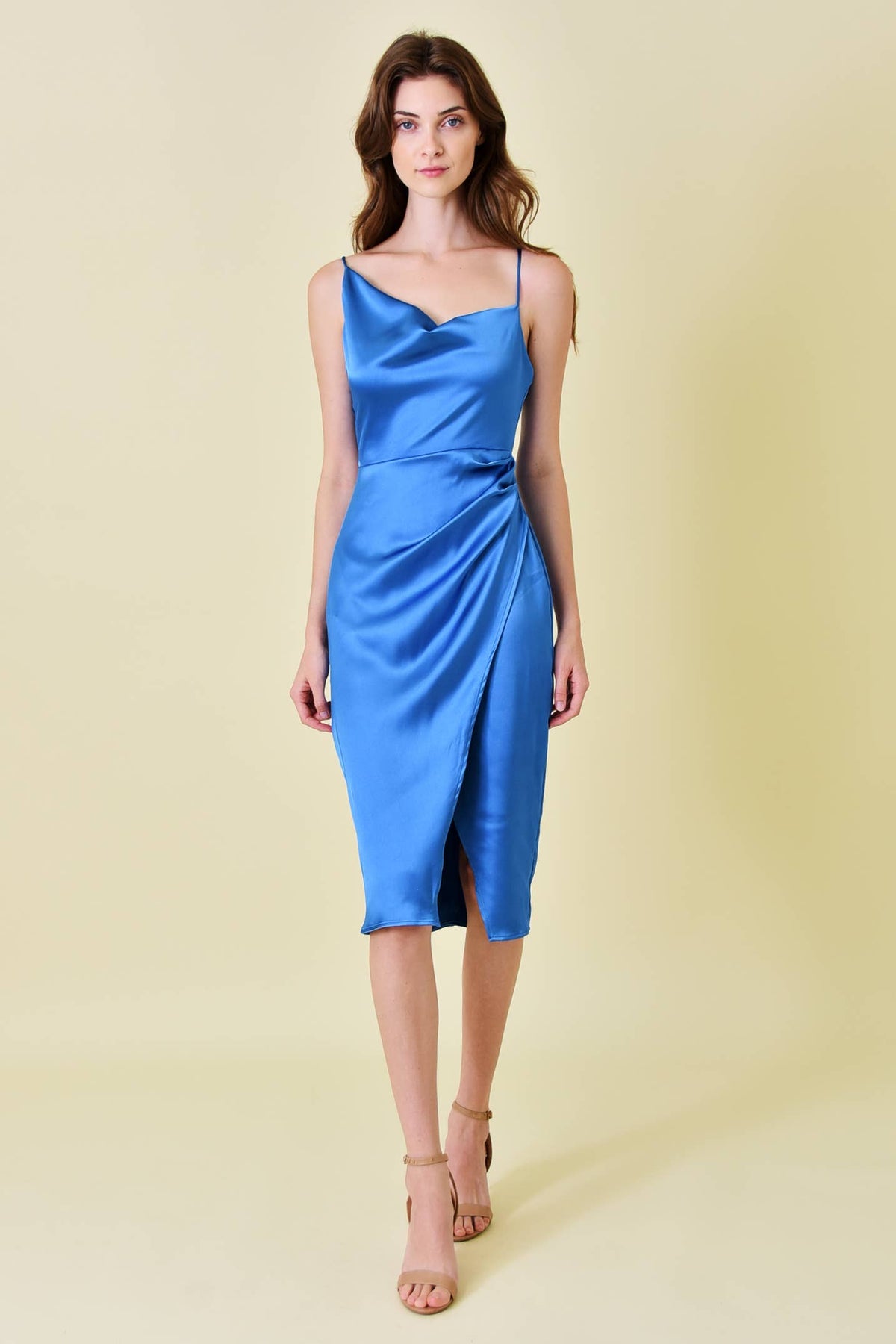 Fore Satin Wrap Midi Dress