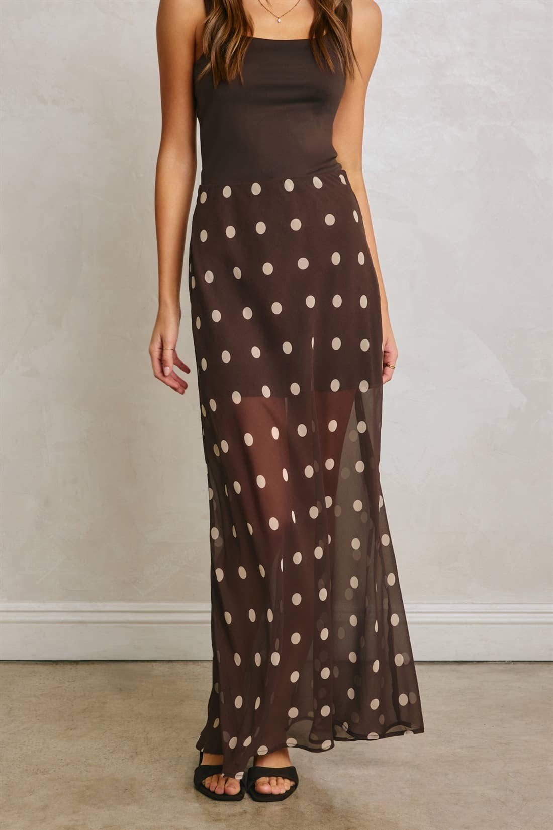 Dress Forum Brown Polka Dot Pull On Maxi Skirt