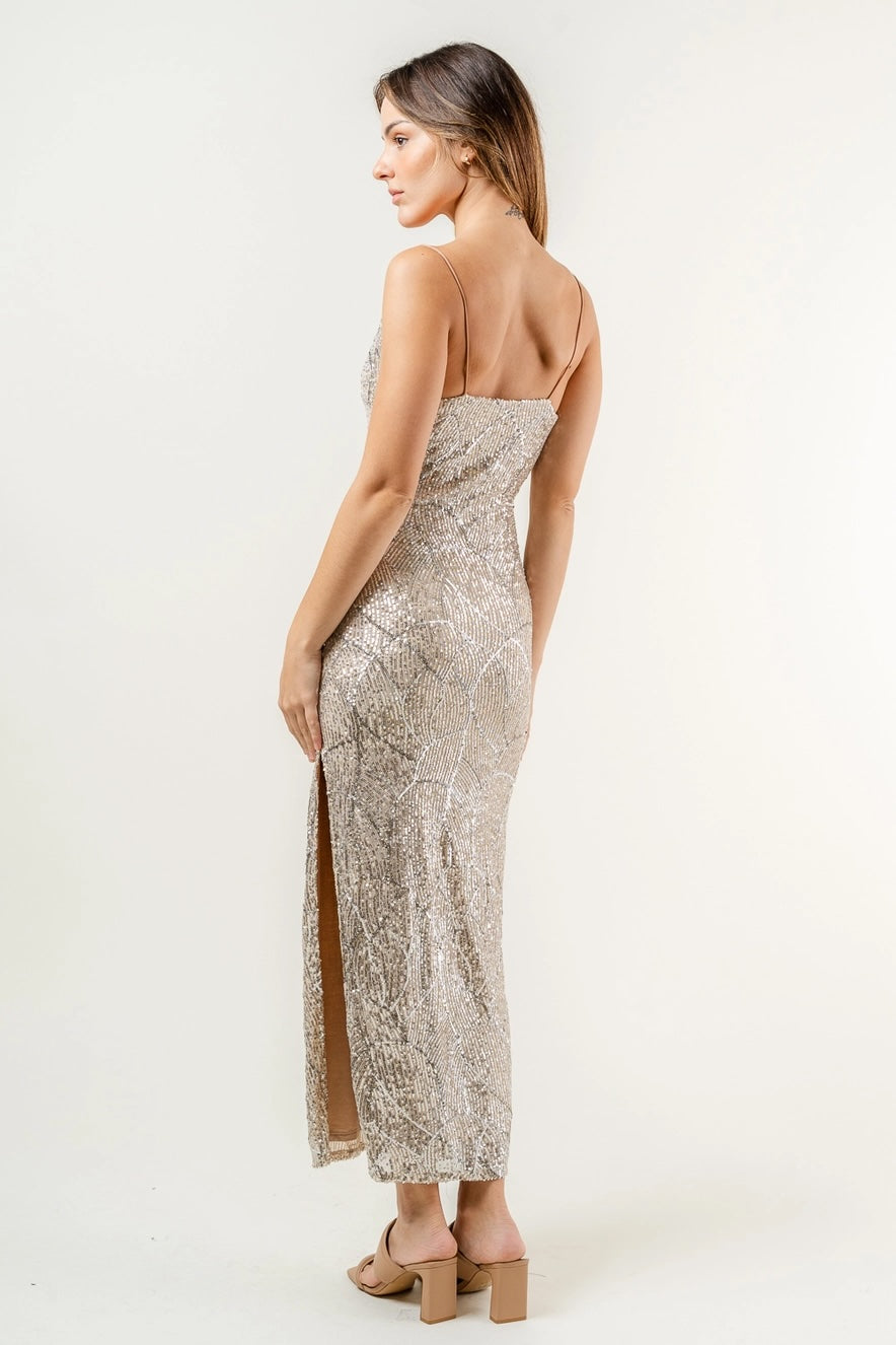 Fore Intricate Sequin Maxi Dress