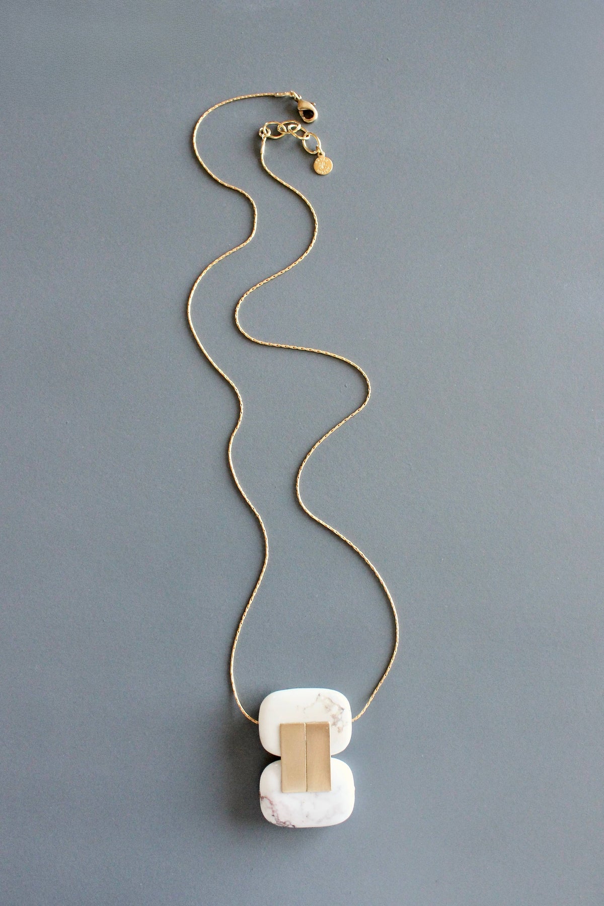David Aubrey  White turquoise geometric pendant