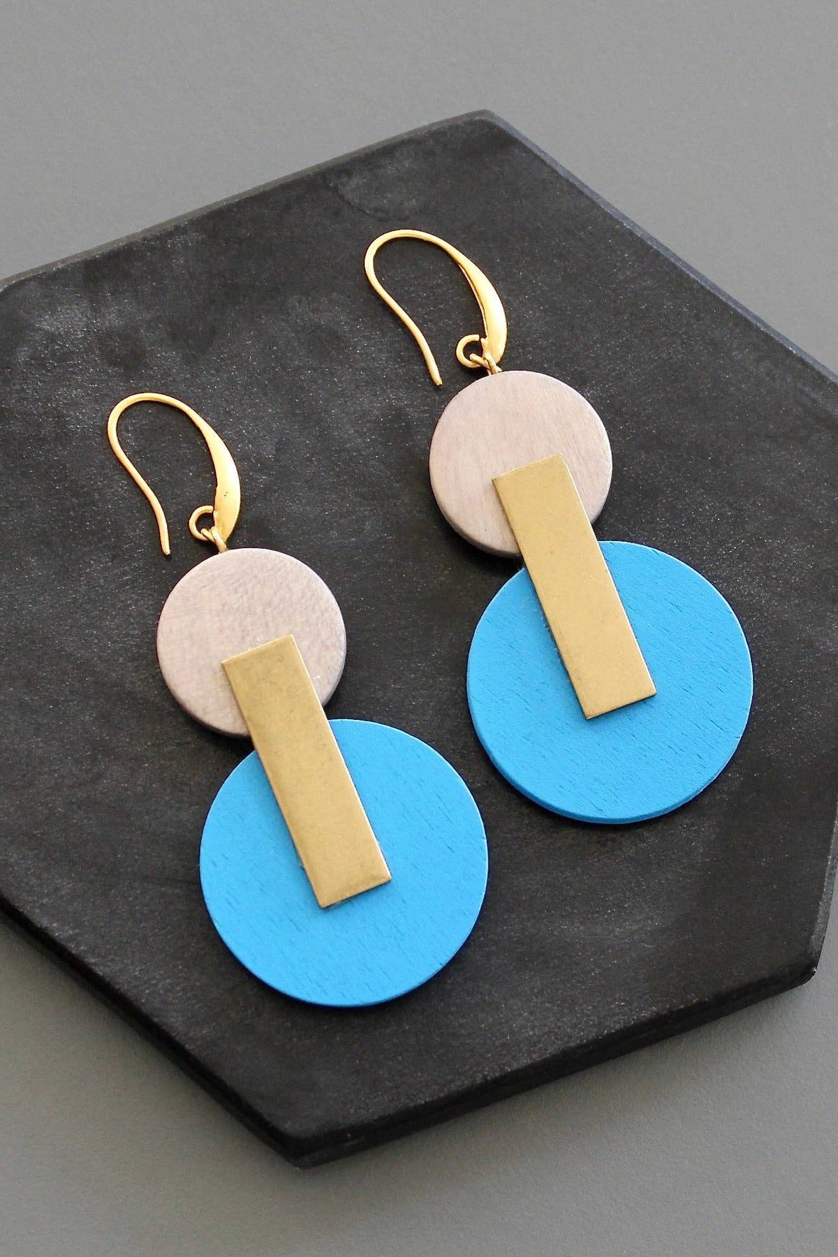 David Aubrey Capri Blue Disc Earrings