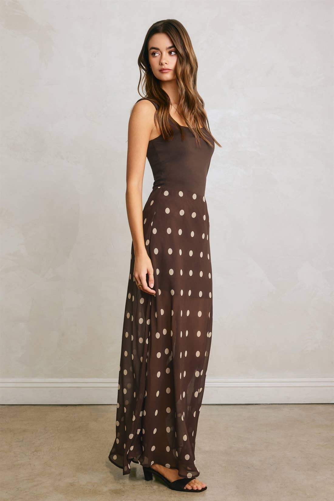 Dress Forum Brown Polka Dot Pull On Maxi Skirt