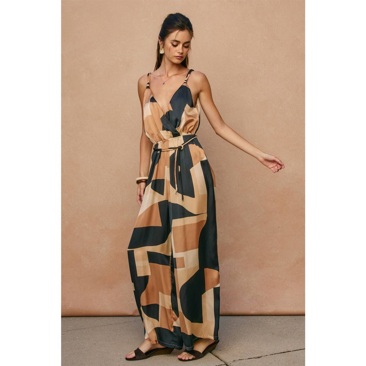 Dress Forum Printed Surplice Jumpsuit