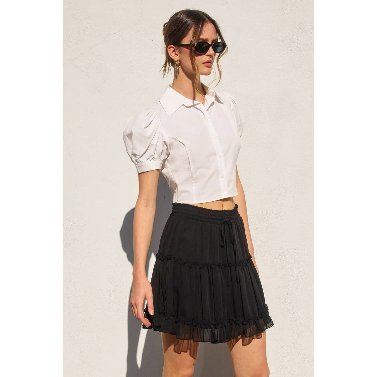 Dress Forum Chiffon Tiered Mini Skirt