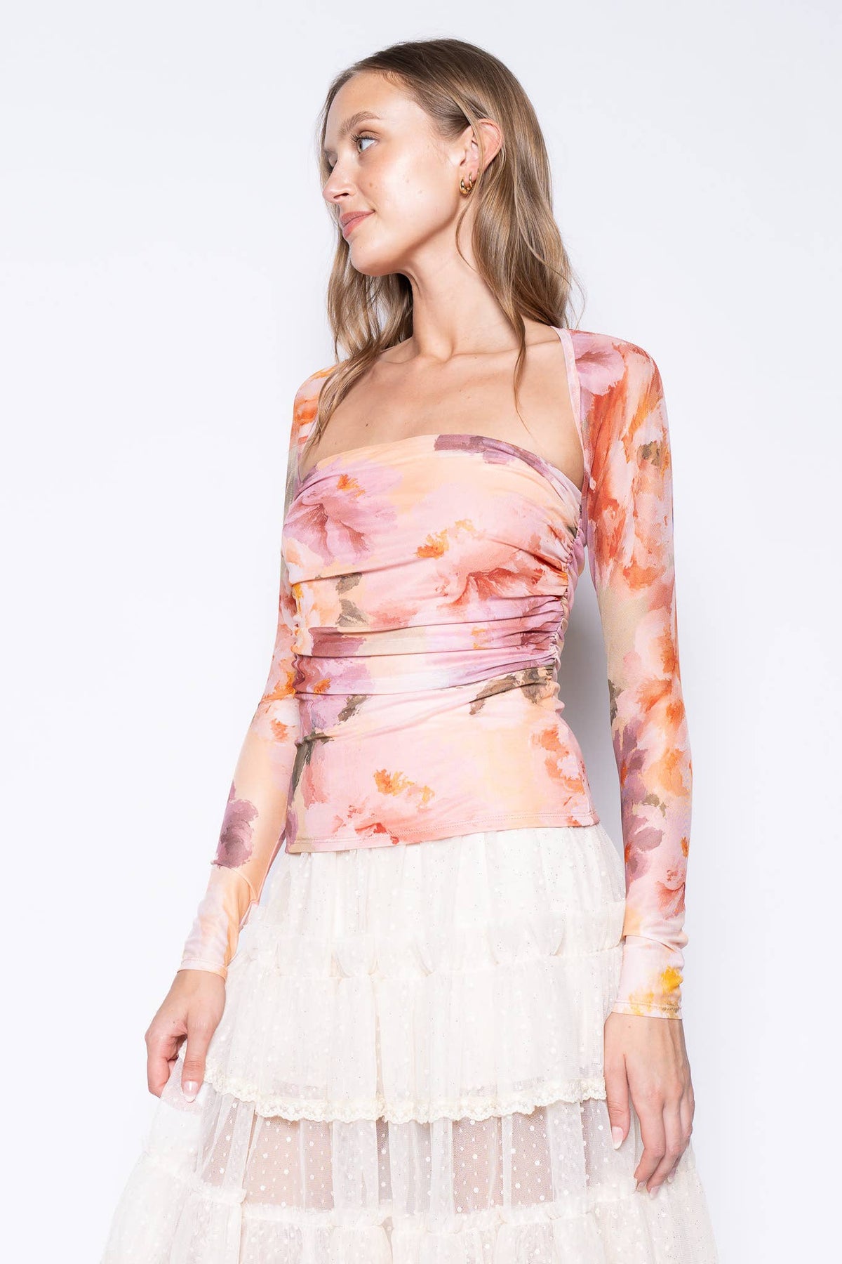 Fore Collection Ruched Floral Top