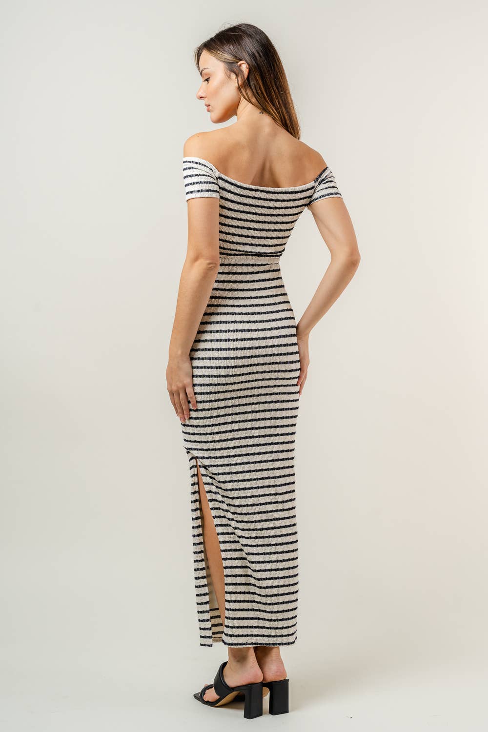 Fore Collection Off Shoulder Ruched Maxi Dress